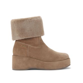 Carvela Womens Suede Apres Fur Boots - Taupe - Size UK 9