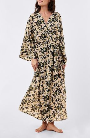 Papinelle Sleepwear Serena Kimono Maxi Robe in Deep Navy at Nordstrom, Size Xx-Large