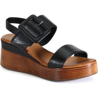 Diba SEEN IT ALL Leather Double Strap, Slingback Wedge in Black at Nordstrom, Size 37
