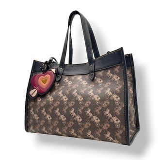 Coach Black Brown Pvc Leather Handbag Tote Bag (Pre-Owned)