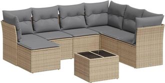 vidaXL Vidaxl - Juego De Sof&aacute;s De Jard&iacute;n Con Cojines Beige 8 Pzas Rat&aacute;n Pe