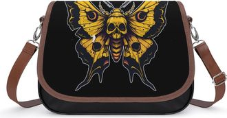 Generic Deaths Head Moth Crossbody Bags for Women Shoulder Messenger Bag Purse Handbags