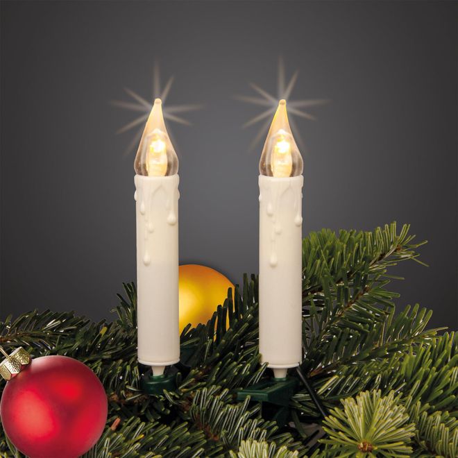 Hellum Baumbeleuchtung, Lichterkette LED Kerzen rot, 30 LEDs warmweiß, Lichterkette Weihnachtsbaum innen, 8,7m beleuchtet + 2x 1,5m Zuleitung Kable grün, Chr ab 19,99 €