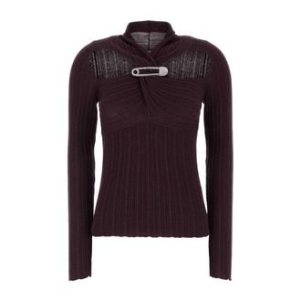 Giuseppe Di Morabito Round-neck Knitwear, female, Purple, Size: XS Wool Blend Top