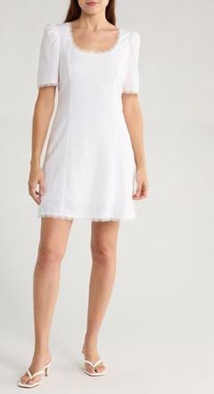 Wayf Short Sleeve Linen Blend Minidress in Ivory at Nordstrom Rack, Size X-Small