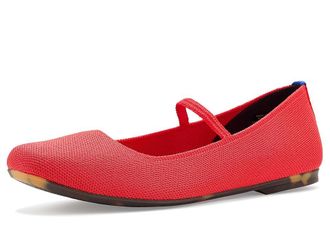 Rothy's The Max Square Mary Jane Womens Dress Flat Shoes Red Hot : 10.5 M, Synthetic