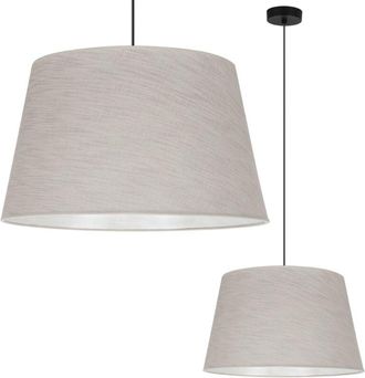 OEM L&aacute;mpara Colgante, Cono De Lino, Negro, 1 Plana, Pantalla Beige Claro, L02 44cm