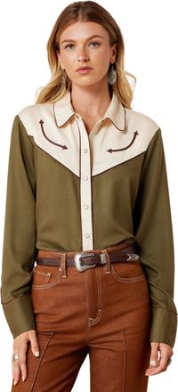Ariat Womens Bellamy Western Snap Shirt Long Sleeve in Ivy Green Parchment, Size 2X-Large, by Ariat