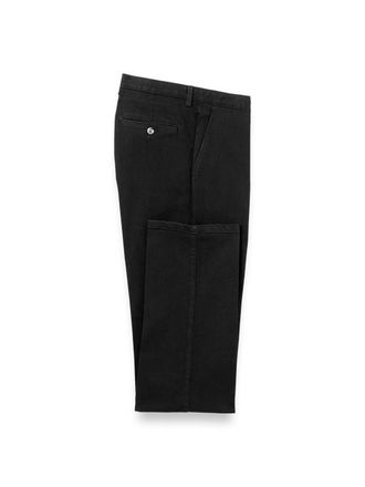 Paul Fredrick Denim Flat Front Pants in Black at Nordstrom, Size 34 X 34