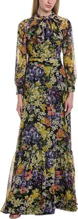 Teri Jon by Rickie Freeman Printed 3/4 Sleeve Maxi Dress