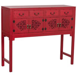 Wanderlust Deco Recibidor De Madera Rojo 120x40x102h Cm