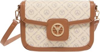 Carlo Colucci Tassen, Dames, Beige, ONE Size, Schoudertas met Logoprint Trendy Stijl