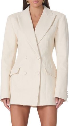 AFRM Jemima Cinch Waist Blazer in Oatmeal at Nordstrom, Size X-Large