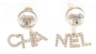 Chanel gold ivory gold Plating Stud Earrings (Pre-Owned)