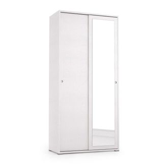 Dmora Armario de 2 puertas efecto madera blanca 90x45h195 cm