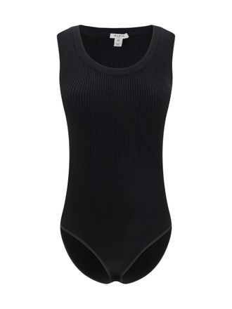 Alaia Womens Bodysuit Ribbed Viscose Black Tops Top