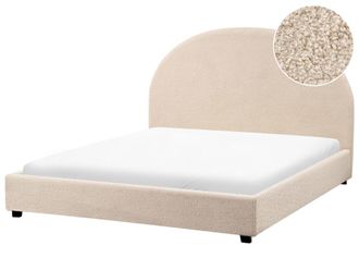 Beliani Cama matrimonial de tejido beige 140x200
