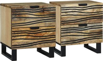 vidaXL Vidaxl - Bedside Cabinet 2 pcs Brown 40 x 33 x 46 cm Solid mango wood