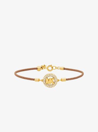 Michael Kors Pav&eacute; Gold-Tone Logo Corded Bracelet