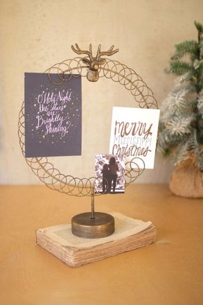 Kalalou Round Wire Christmas Card Holder On A Stand