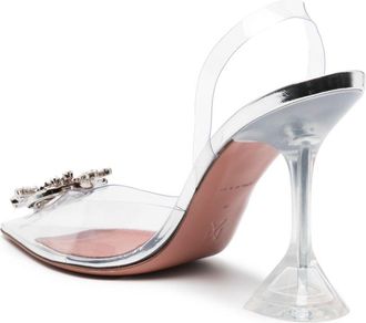 Amina Muaddi Womens Sling D&eacute;collet&eacute; Begum Glass Transparent Pumps High Heel Shoes
