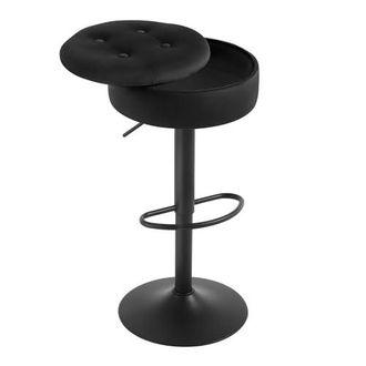 4 Tabourets De Bar Pivotants WOLTU - Hauteur Réglable 62-82 Cm, Dossier, Repose-pieds, Velours Noir - BH428sz-4
