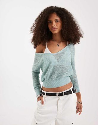Free People Maglione sottile morbido blu sirena