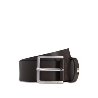 BOSS Italian-leather belt with signature-stripe keeper