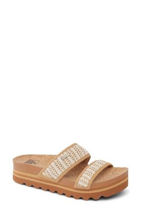 Reef Cushion Vista Hi Platform Slide Sandal in Tan/Vintage Woven at Nordstrom, Size 8