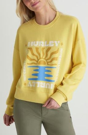 Hurley Living Peace Boxy Cotton Terry Graphic Sweatshirt in Dandelion at Nordstrom Rack, Size X-Small