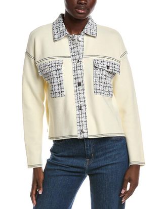 Nanette Lepore Tweed Trim Cardigan