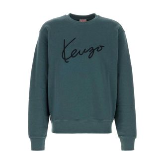Kenzo Hoodies & sweatvesten, Heren, Grijs, L, Katoen, Signature Embroidered Sweatshirt