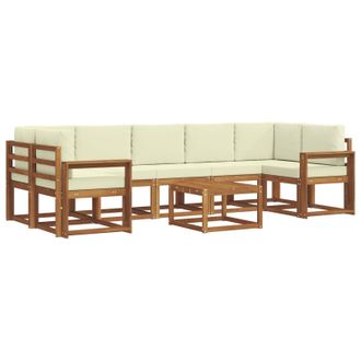vidaXL Conjunto De Sof&aacute;s De Exterior Con Coj&iacute;n 8 Pcs Natural Y Crema Vidaxl