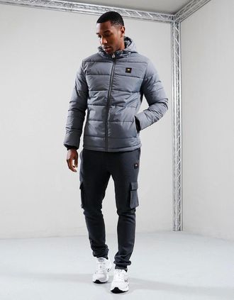 Ellesse Mens Ellesse Agaric Padded Hooded Jacket Grey - Size: 40/Regular