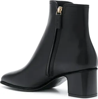 Ferragamo Gancini Plaque Leather Ankle Boot - Black