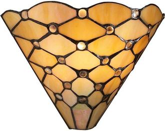 Loops Tiffany Glass Geometric Wall Light - Matt Black Steel - 40W E14 Golf Bulb Needed
