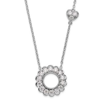 Diamond2Deal 14K White Gold 3/4 Ct Lab Grown Diamond Heart and Circle Necklace 18 Clarity VS, Color G-H