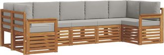 vidaXL Conjunto De Sof&aacute;s De Exterior 7 Uds. Natural Y Gris Claro Vidaxl