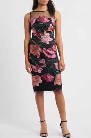 Eliza J Floral Embroidered Cocktail Dress in Pink at Nordstrom Rack, Size 10