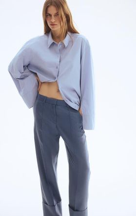 H&M Tailored Twill Trousers in Dusty Blue at Nordstrom, Size 10