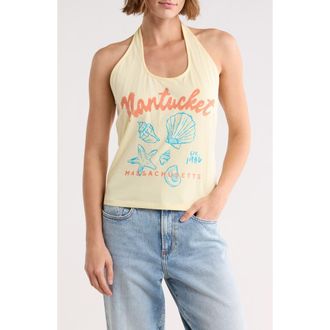 Vinyl Icons Nantucket Graphic Halter Top in Yellow at Nordstrom Rack, Size X-Small