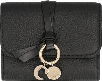 Chlo&eacute; Wallets & Cardholders, female, Black, Size: ONE SIZE Alphabet Leather Tri-fold Wallet