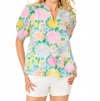 Lilly Pulitzer Brinelle Short Sleeve Top In Multi Lilly Garden
