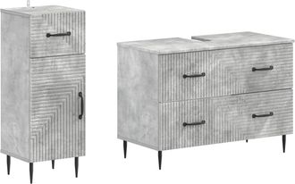 vidaXL Juego De Gabinete De Ba&ntilde;o De 2 Piezas Haarlem Gris Hormig&oacute;n Vidaxl