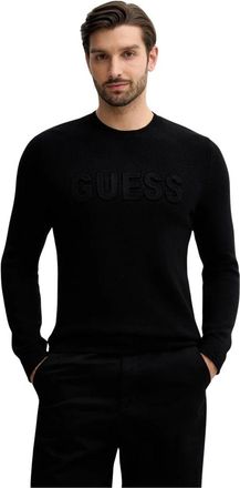 Guess Truien & Vesten, Heren, Zwart, S, Polyester, Trui met ronde hals en 3D-logo