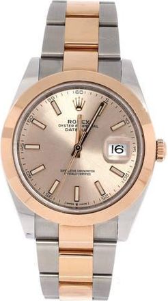 Rolex Oyster Perpetual Datejust Automatic Watch Stainless Steel and Rose Gold 41 in Metallic Silver at Nordstrom