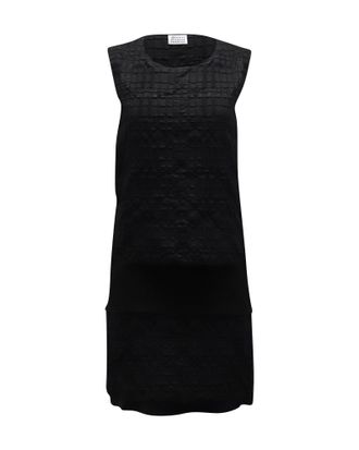 Maison Margiela Waffle Print Shift Dress in Black Polyester Viscose