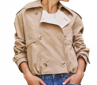 Esqualo Short Trench Coat In Tan