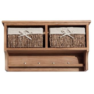 HOMCOM Wall Mounted Coat Hook Storage Unit W/3 Baskets - Brown - Home Living | TJ Hughes