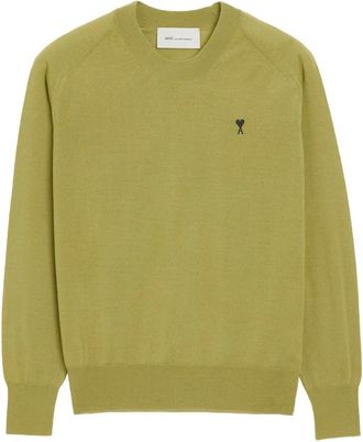 Ami Truien & Vesten, Heren, Groen, S, Wol, Wool Crewneck Sweater
